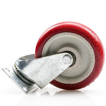 海斯迪克 中型聚氨酯转向轮 工业pu轮枣红色手推车板车脚轮 5寸万向轮