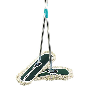 冰禹 BY-6371 厂房平板拖把 棉线拖布大号尘推 绿色40cm带杆 1把