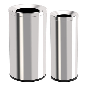科力邦（Kelibang） 不锈钢垃圾桶38*73cm 直投圆桶户外商场酒店宾馆圆形垃圾箱斜投港式桶立式果皮箱 KB1027 本色