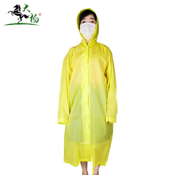 大杨193EVA长款带帽连体雨衣 3件 颜色随机 防汛防洪半透明磨砂户外骑行雨披