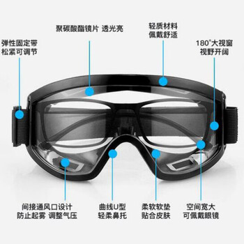  江波01全密封护目镜劳保防护眼镜防尘眼镜挡风骑行工业防打磨防飞溅【白框透明防雾】