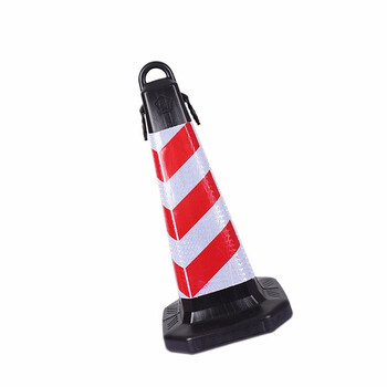 鸣固 反光路锥塑料隔离方锥 请勿泊车禁止停车牌雪糕筒路障警示柱橡胶交通设施警示锥 红白斜纹无字