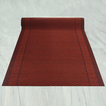 雅的 PVC复合地垫 艺术方格走廊防滑防水地毯 裁剪进门垫 红色艺术方格 0.9m宽 /米