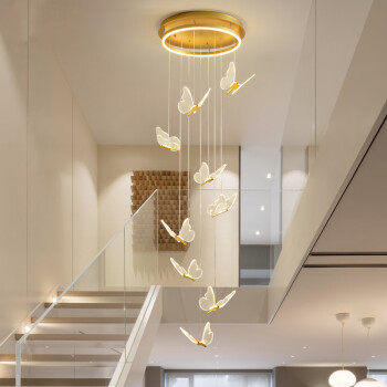 莱琪楼梯吊灯复式别墅大厅透明蝴蝶吧台灯创意简约现代轻奢客厅吊灯具