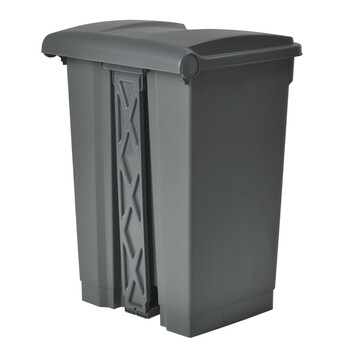 舒蔻（Supercloud）公共商用物业餐厅厨房室内翻盖方形脚踏式大号垃圾桶脚踩带盖户外垃圾箱 灰色80L