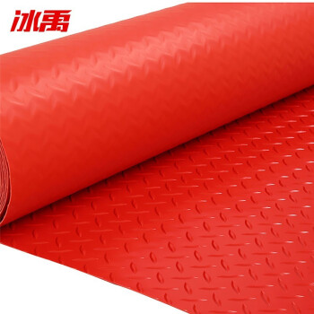 冰禹 BYlj-134 防水防滑地垫塑料垫 PVC塑胶地板垫子 红色人字2米宽*1米单价