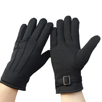 者也（ZYE）执勤阅兵加绒厚手套 三筋点胶防滑棉手套 黑色 L码 