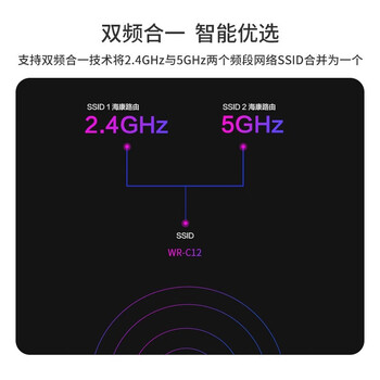 海康威视（HIKVISION）WR-C12 无线路由器5G双频双千兆 WIFI网络智能家庭办公穿墙王1200M