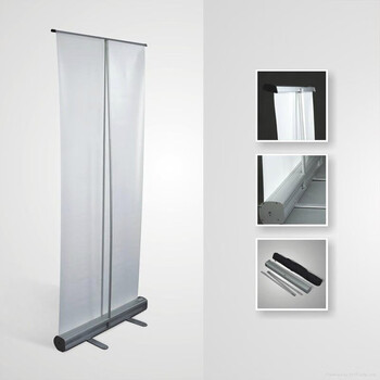 海斯迪克 HKQS-52 铝合金易拉宝展示架 户外室内展会活动伸缩广告展架易拉宝 加厚铝合金易拉宝+画面80*180cm