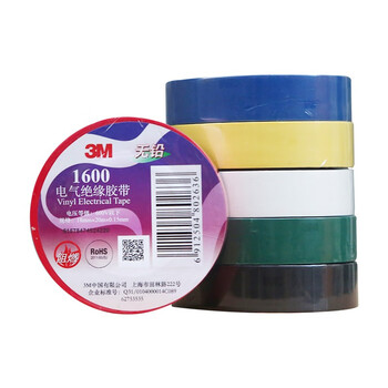 3M 1600#电工胶带 电气绝缘胶带 PVC电工胶布 无铅耐磨防潮耐酸碱 黑色18mm*20m*0.15mm