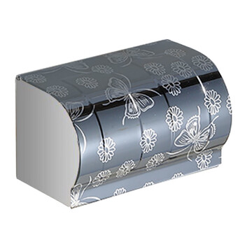 益美得 LSL33309 卫生间纸巾盒免打孔加厚不锈钢厕所抽纸盒 金轮花20cm