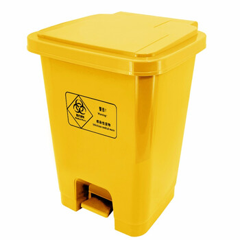 兰诗（LAUTEE）LJT-1288 医疗脚踏垃圾桶 医院诊所用废弃物收集桶 黄色-30L