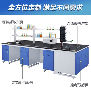 艾科堡钢木实验台边台学校厂房实验室操作台工作台钢木结构L*750宽*800高mm 蓝色 每米单价