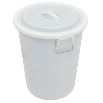 益美得 YJ-E131 金属提手大水桶工业垃圾桶圆形带盖大号 白色100L