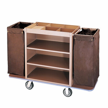 益美得 LK1007 不锈钢布草车酒店服务清洁车加厚收纳车手推车 双通车5寸(整装型)