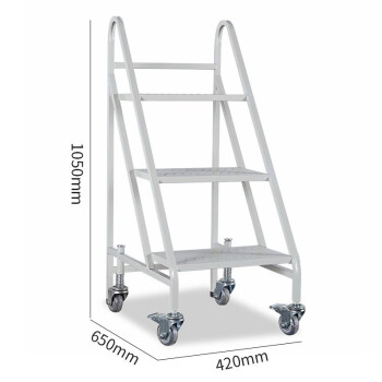 越越尚  图书馆书梯 3层白色 档案室文件移动小推车登高梯多功能工具车  YYS-ST-3A