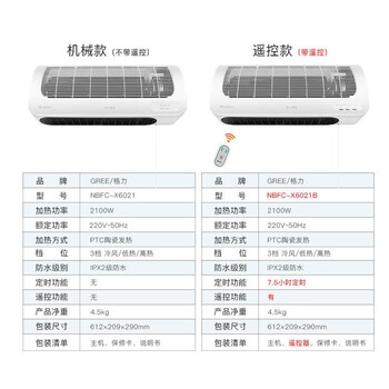 汉河取暖器壁挂式暖风机浴室卫生间防水速热热风机电暖气冷暖两用电暖器 定制定制 X6021B 遥控款