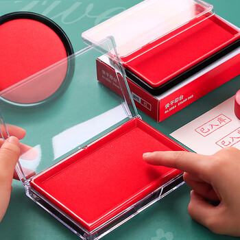 得力（deli） 快干印台海绵芯大号速干印泥印章盒印墨盖章用墨水办公用章印尼秒干按手印指纹印泥水硬泥 1个红色天地盖