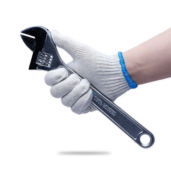 者也（ZYE）劳保棉线手套 耐磨棉纱手套 搬运维修工地装卸防滑防护手套 普通棉线GYZ420蓝边 1双