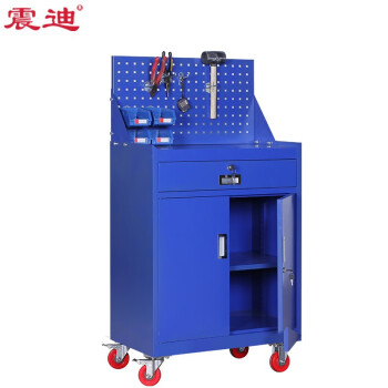 震迪工具车零件存放柜双开门工具箱移动储物柜SD0265一抽带网带轮