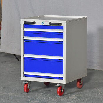 JN JIENBANGONG 工具柜 矮柜储物柜铁皮柜车间多层抽屉柜重型工具架活动柜多功能带锁柜子 四抽 无背网 套色