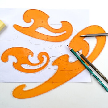 科图绘 曲线板三件套云型尺/漫画服装曲线尺设计模板绘图云尺云形规尺多功能绘图模板尺标图工具 黄色