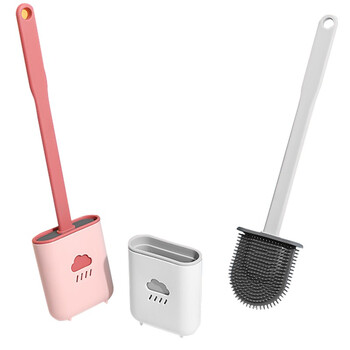 金诗洛 KSL1013 硅胶马桶刷 死角清洁刷 马桶缝隙刷 长柄厕所刷 软胶刷 卫生刷可壁挂 （白色）