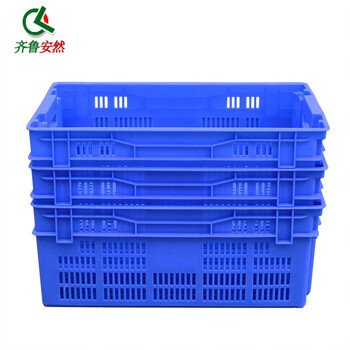 齐鲁安然 塑料周转筐 收纳筐 快递筐 加厚周转箱 框子篮子 K1蓝外尺寸620*405*240mm