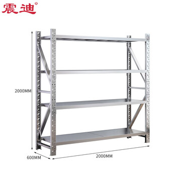 震迪201不锈钢货架2米长库房器材架货物展示储物架子可定制SD0139主架