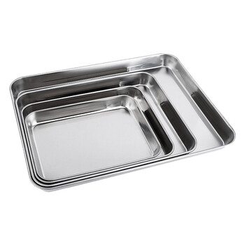 上柯 WY009 304不锈钢方盘 镜面易清洗长方形盘子托盘浅盘 23*17*2.8cm（2个装)