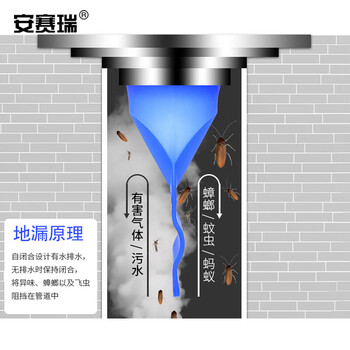 安赛瑞 地漏芯 卫生间下水道下水管不锈钢过滤网 2个装 防虫地漏芯 中号长款 蓝色700358