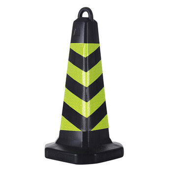 巨成 反光路锥塑料方锥桶 路障雪糕桶锥形桶交通设施 带提环（不含沙）黄黑斜纹无字 63cm高