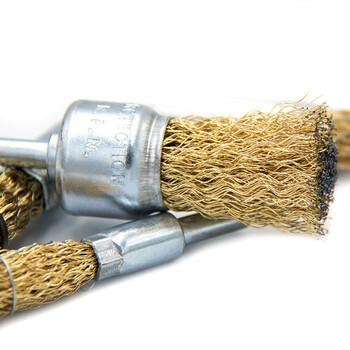 冰禹 BY-7079 不锈钢带柄笔型除锈钢丝刷子 电钻刷头打磨头 抛光清洁钢丝刷（10个） 直径10笔刷