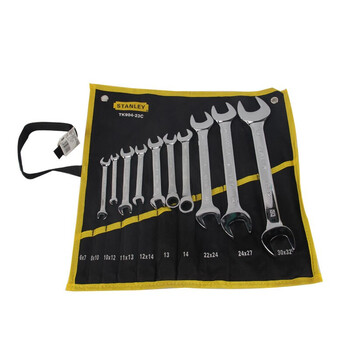 史丹利STANLEY 10件公制双开口快扳手套装 两用梅花开口快速扳手 TK904-23C