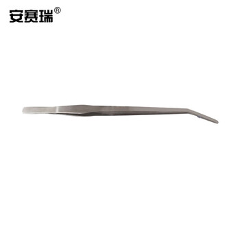 安赛瑞 不锈钢镊子 加长圆头带齿镊子 鱼缸清洁用具 水草垃圾清理工具 27cm 弯头 26372