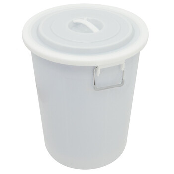 益美得 YJ-E132 金属提手大水桶工业垃圾桶圆形带盖大号 白色60L
