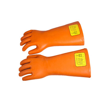 双安2级 20KV橡胶带电作业用绝缘手套工厂检查全浸塑41cm劳保手套 桔红色均码*1副