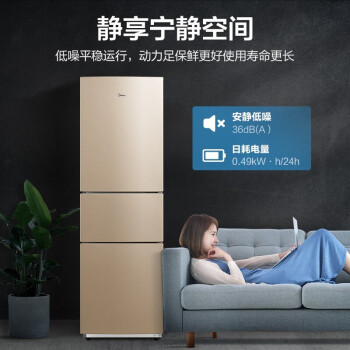 美的（Midea）213升三门冰箱三温区租房家用小电冰箱大容量中门软冷冻节能省电低音BCD-213TM(E)【专】