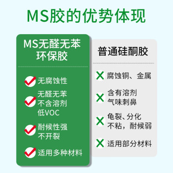 绿松林 MS胶 结构胶 改性硅烷胶 无醛无苯环保密封胶 室内装修工程密封粘接剂 590ml 灰色