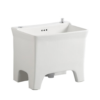 益美得 FH-1338 陶瓷拖把池洗墩布盆台控拖布池自动下水器水槽墩布池 T36 一键下水