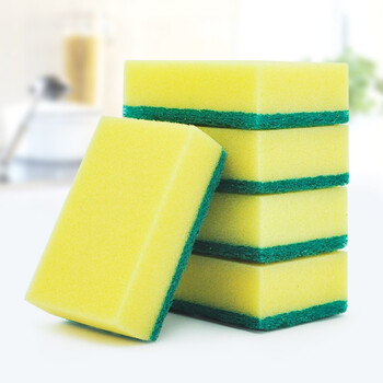 益美得 QJK005 含砂百洁布海绵清洁块清洁擦拭洗碗抹布 双面海绵（5块装）
