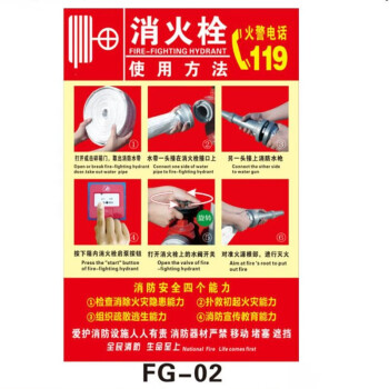 亿箬 （消火栓50*70cm）PVC灭火器使用方法安全标识牌 消防栓箱提示标识室外贴纸FG-03