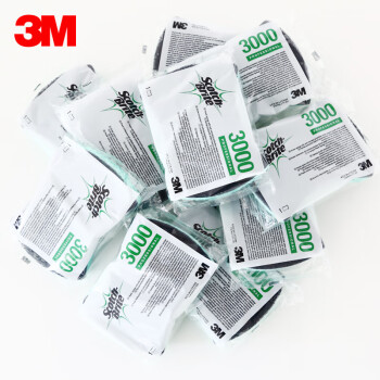 3M 3000强力型食堂清洁海绵擦天然木浆棉百洁布刷碗抹布 大块通用北美进口 不锈钢玻璃陶瓷木器瓷砖三片装