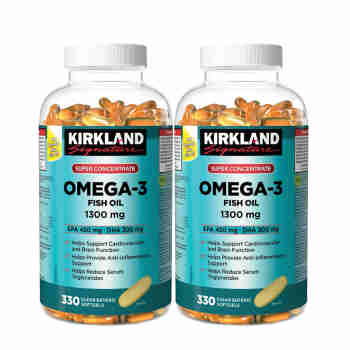 加拿大 Kirkland Signature 可兰深海鱼油Omega-3 深海鱼油1300mg330粒 两瓶