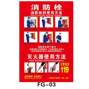 亿箬 YM-896（消火栓40*60cm）室内PVC消火栓灭火器使用方法安全标识牌 消防栓箱提示标识贴纸FG-01
