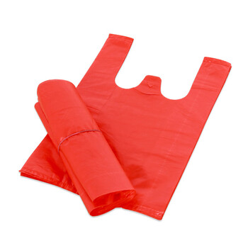 飞尔（FLYER）红色背心塑料袋 方便袋超市购物打包袋 透明塑料背心袋 约240个装【40×58cm 2.5kg】