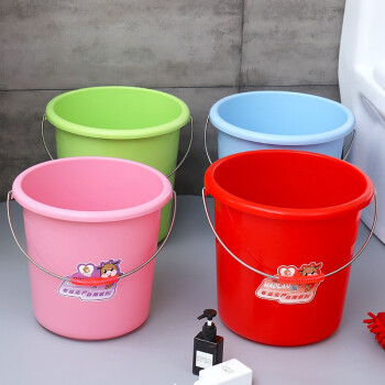 庄太太 18L绿色34*32cm 加厚洗衣塑料水桶手提装水大红色塑料桶盆桶