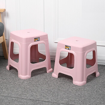 时通加厚塑料凳子小矮凳餐桌成人踩脚凳小板凳矮凳子小号北欧蓝（011）