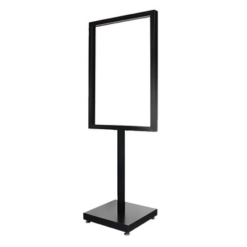 稳斯坦 W405 双杆苹果立牌 海报架展示架落地式广告牌指引牌kt板展牌 苹果黑65*90cm 