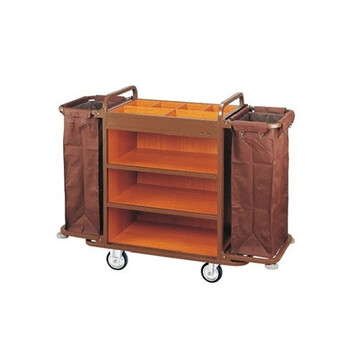 庄太太【不锈钢双边电梯款】新布草车酒店双边客房工作车收纳布草车房口车清洁服务车推车 